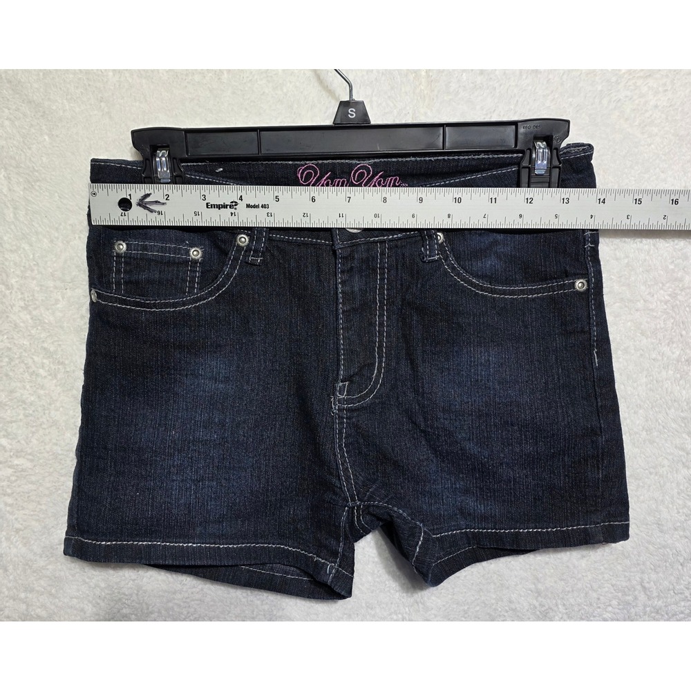 Y2K Yom Yom Girls Denim Shorts Sequin Back Pockets Rhinestones Blue Size 14 - Picture 7 of 8